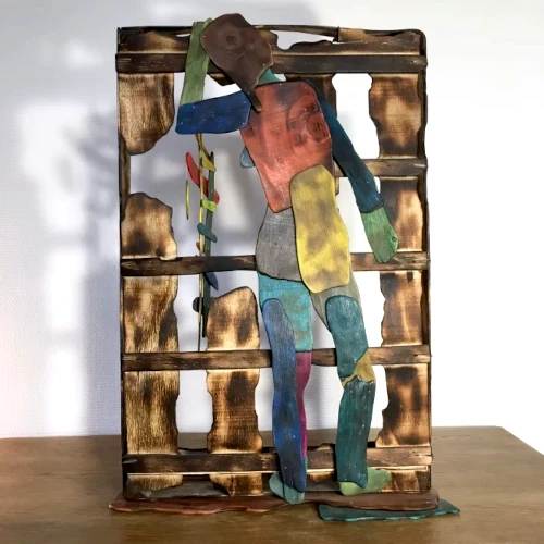 Sculpture bois contemporaine